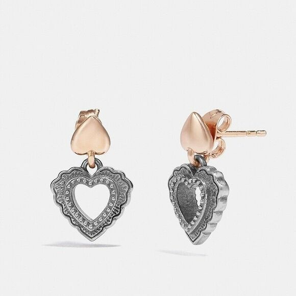 ❤︎ COACH ❤︎ 67053 Scallop Heart Drop Earrings - Picture 1 of 5